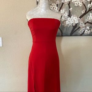 Dress Strapless Tube Slit Long Dress